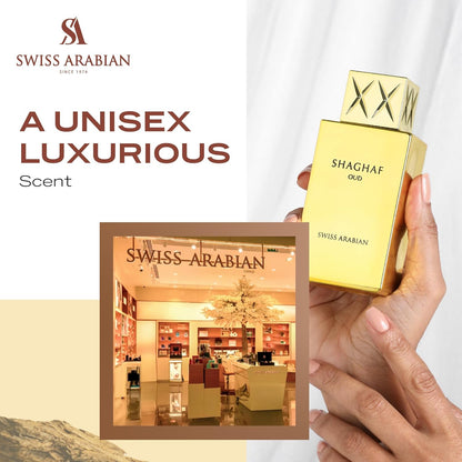 Shaghaf Oud par Swiss Arabian – Oud, Safran & Vanille Gourmande (Unisexe)
